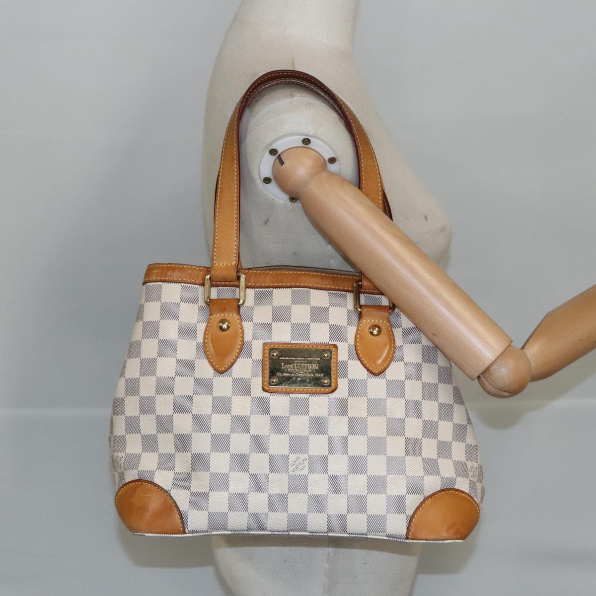 LOUIS VUITTON Damier Azur Hampstead PM Tote Bag N51207 LV Auth bs19888