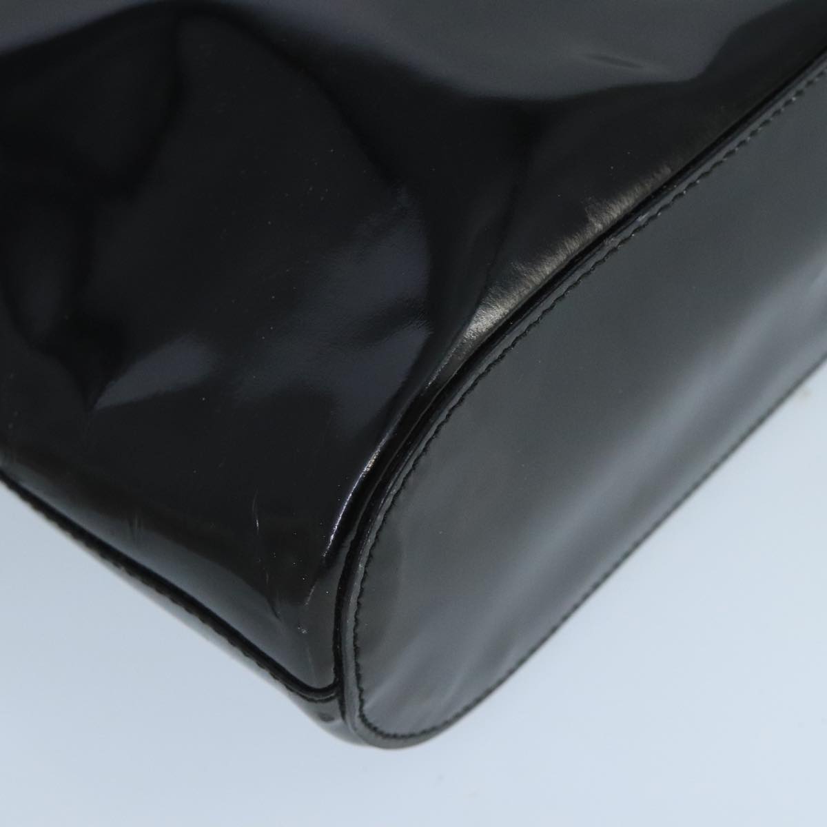 PRADA Hand Bag Nylon Enamel Black Auth bs19890