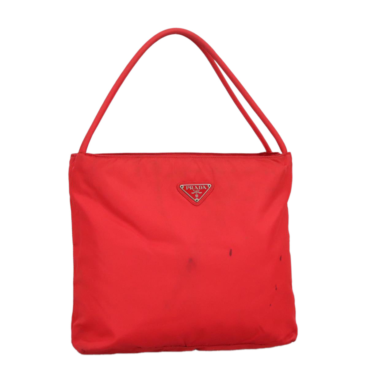 PRADA Tote Bag Nylon Red Silver Auth bs19891