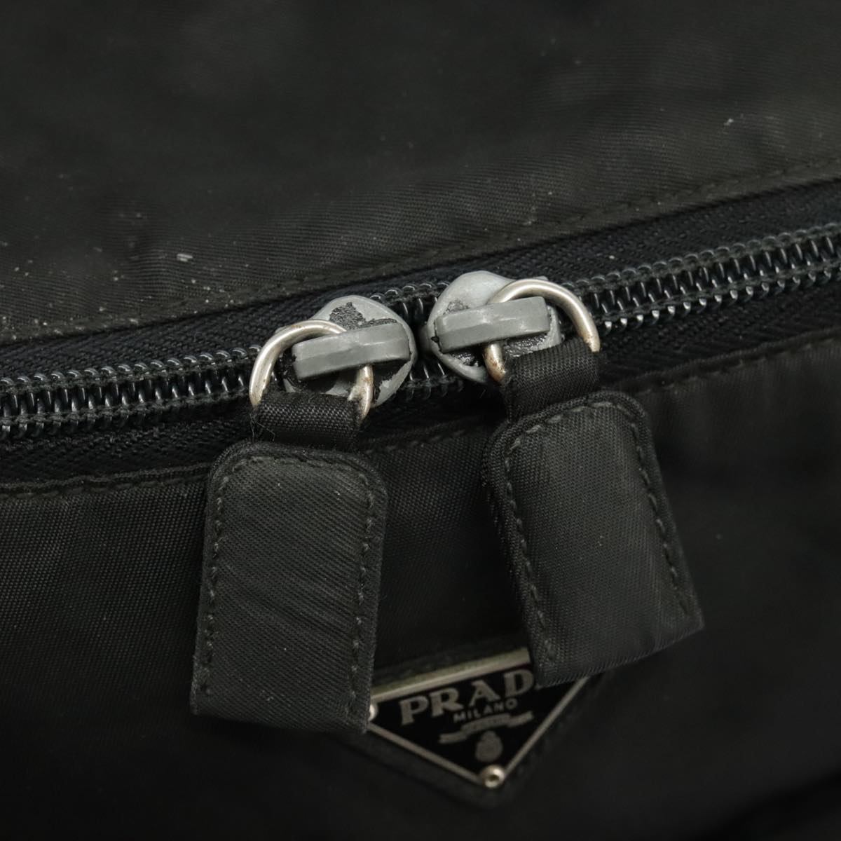 PRADA Backpack Nylon Black Silver Auth bs19892