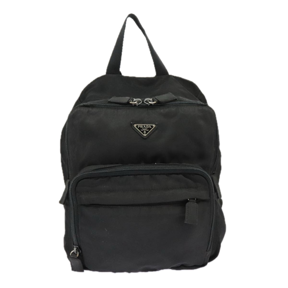 PRADA Backpack Nylon Black Silver Auth bs19892