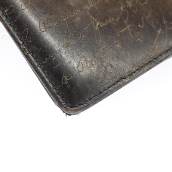 Berluti Calligraphy Long Wallet Leather Brown Auth bs19899