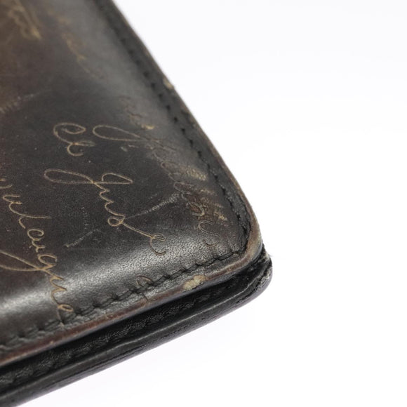 Berluti Calligraphy Long Wallet Leather Brown Auth bs19899