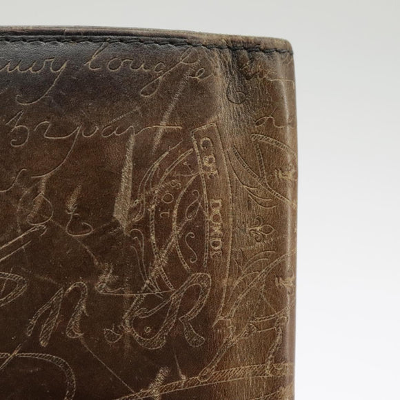 Berluti Calligraphy Long Wallet Leather Brown Auth bs19899