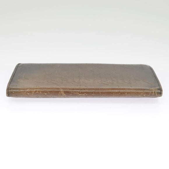 Berluti Calligraphy Long Wallet Leather Brown Auth bs19899