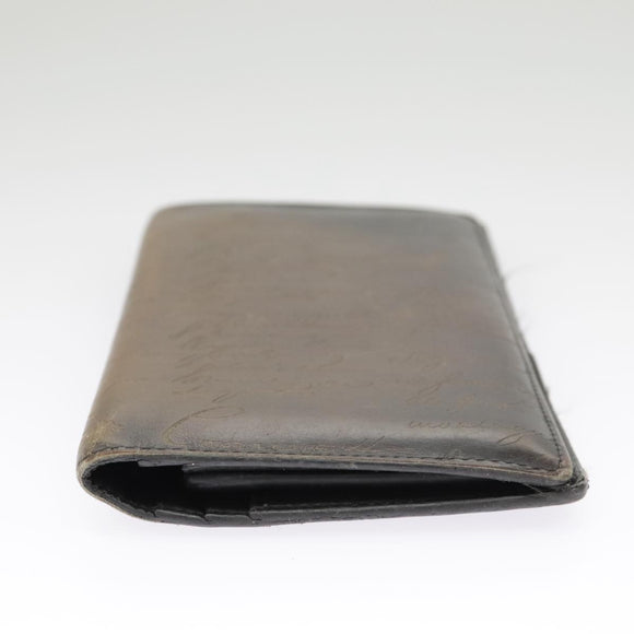 Berluti Calligraphy Long Wallet Leather Brown Auth bs19899
