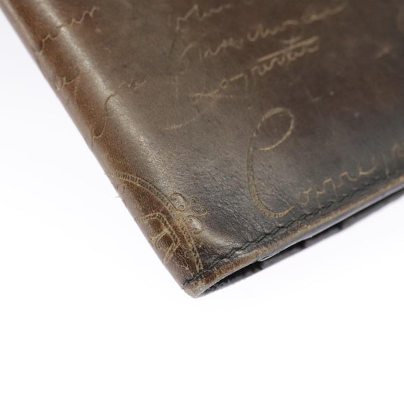 Berluti Calligraphy Long Wallet Leather Brown Auth bs19899