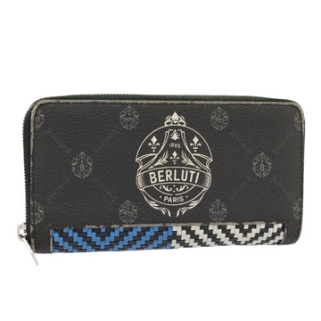 Berluti Long Wallet Leather Black Blue white Auth bs19900