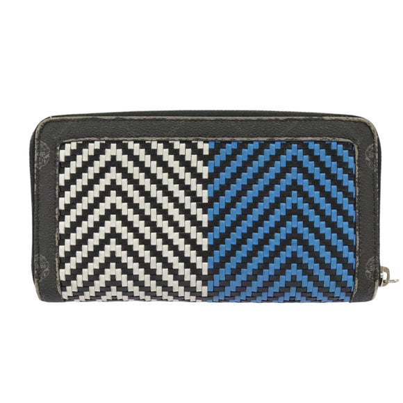 Berluti Long Wallet Leather Black Blue white Auth bs19900