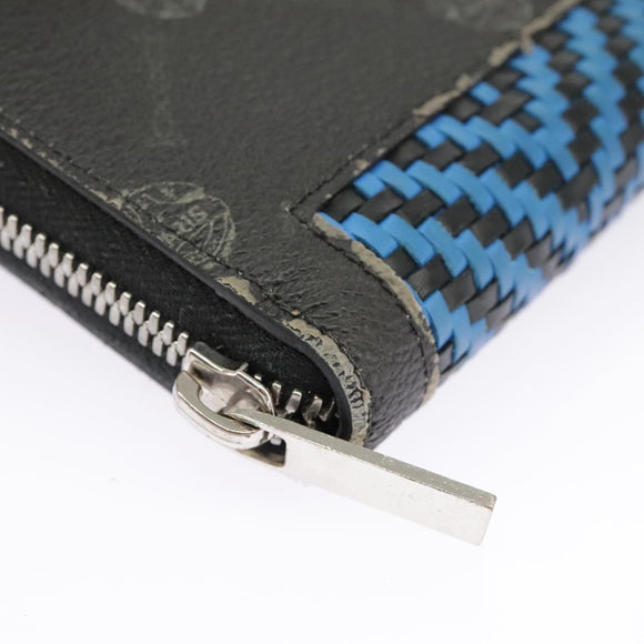 Berluti Long Wallet Leather Black Blue white Auth bs19900