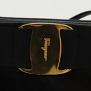 Salvatore Ferragamo Vala Shoulder Bag Leather Black Gold Auth bs19916-17
