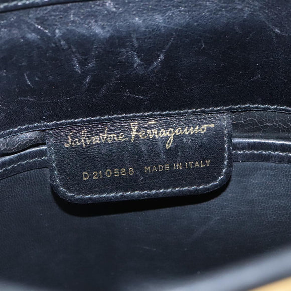 Salvatore Ferragamo Vala Shoulder Bag Leather Black Gold Auth bs19916