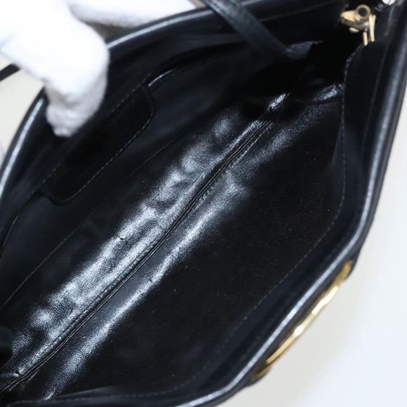 Salvatore Ferragamo Vala Shoulder Bag Leather Black Gold Auth bs19916