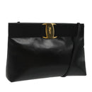 Salvatore Ferragamo Vala Shoulder Bag Leather Black Gold Auth bs19916-1