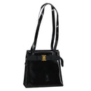 Salvatore Ferragamo Shoulder Bag Enamel Black Gold Auth bs19918-1