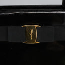 Salvatore Ferragamo Shoulder Bag Enamel Black Gold Auth bs19918-17