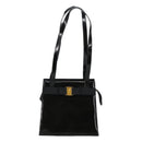 Salvatore Ferragamo Shoulder Bag Enamel Black Gold Auth bs19918-13