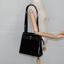 Salvatore Ferragamo Shoulder Bag Enamel Black Gold Auth bs19918-21