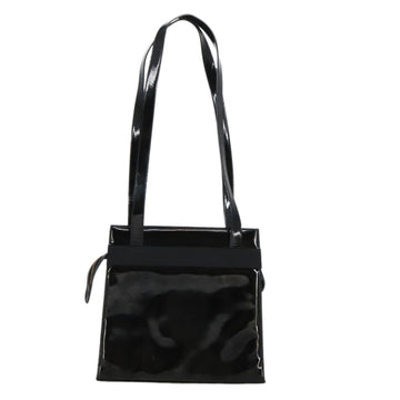 Salvatore Ferragamo Shoulder Bag Enamel Black Gold Auth bs19918 - 0