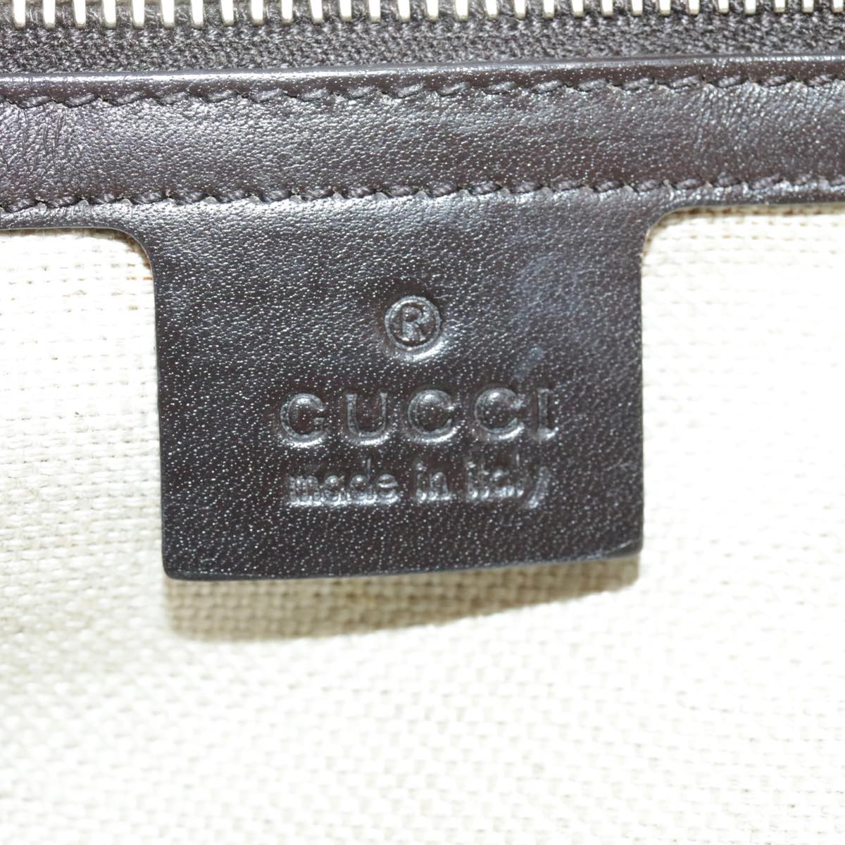 GUCCI Tote Bag Canvas Beige Dark Brown Gold 247209 Auth bs19924