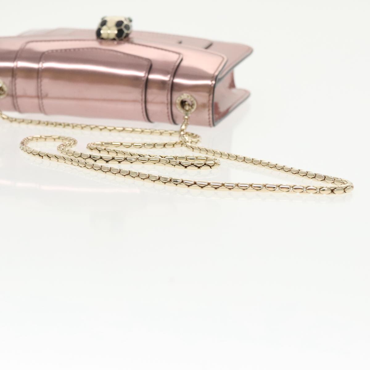 BVLGARI Chain Serpenti Forever Shoulder Bag Enamel Pink Auth bs19954