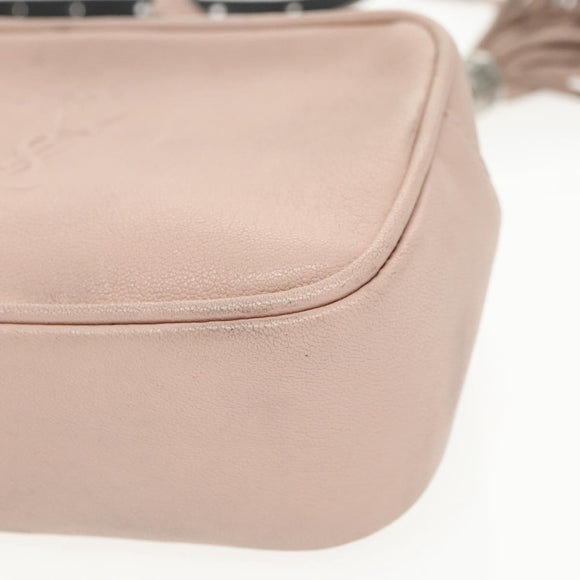 SAINT LAURENT Waist Pouch Leather Pink Black Silver Auth bs19957