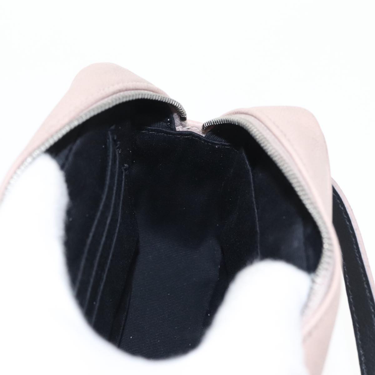 SAINT LAURENT Waist Pouch Leather Pink Black Silver Auth bs19957