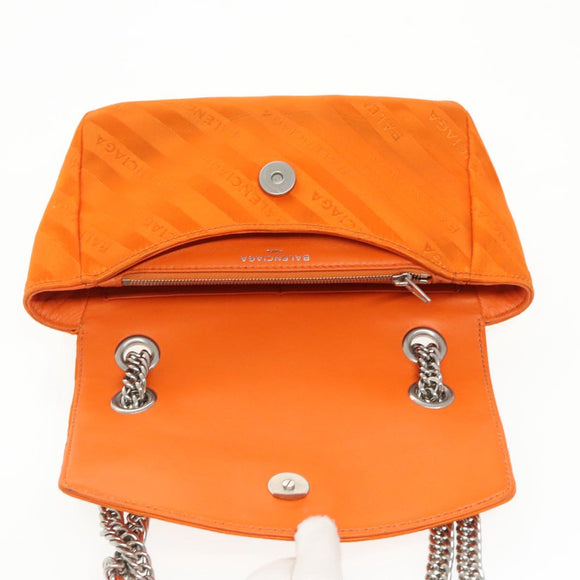 BALENCIAGA Chain BB Round Shoulder Bag Nylon Orange 501681 Auth bs19960V