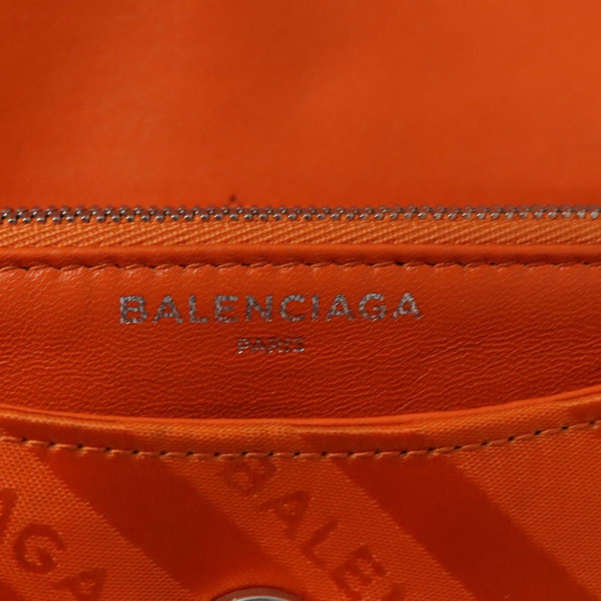 BALENCIAGA Chain BB Round Shoulder Bag Nylon Orange 501681 Auth bs19960