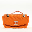 BALENCIAGA Chain BB Round Shoulder Bag Nylon Orange 501681 Auth bs19960V-12