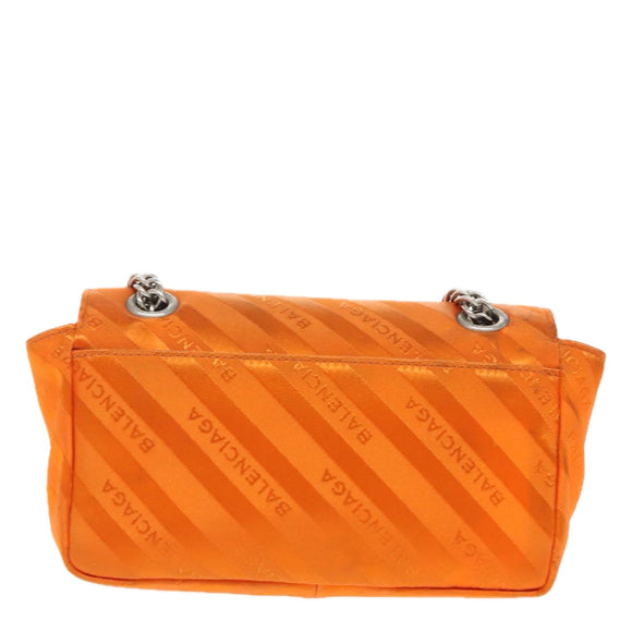 BALENCIAGA Chain BB Round Shoulder Bag Nylon Orange 501681 Auth bs19960V