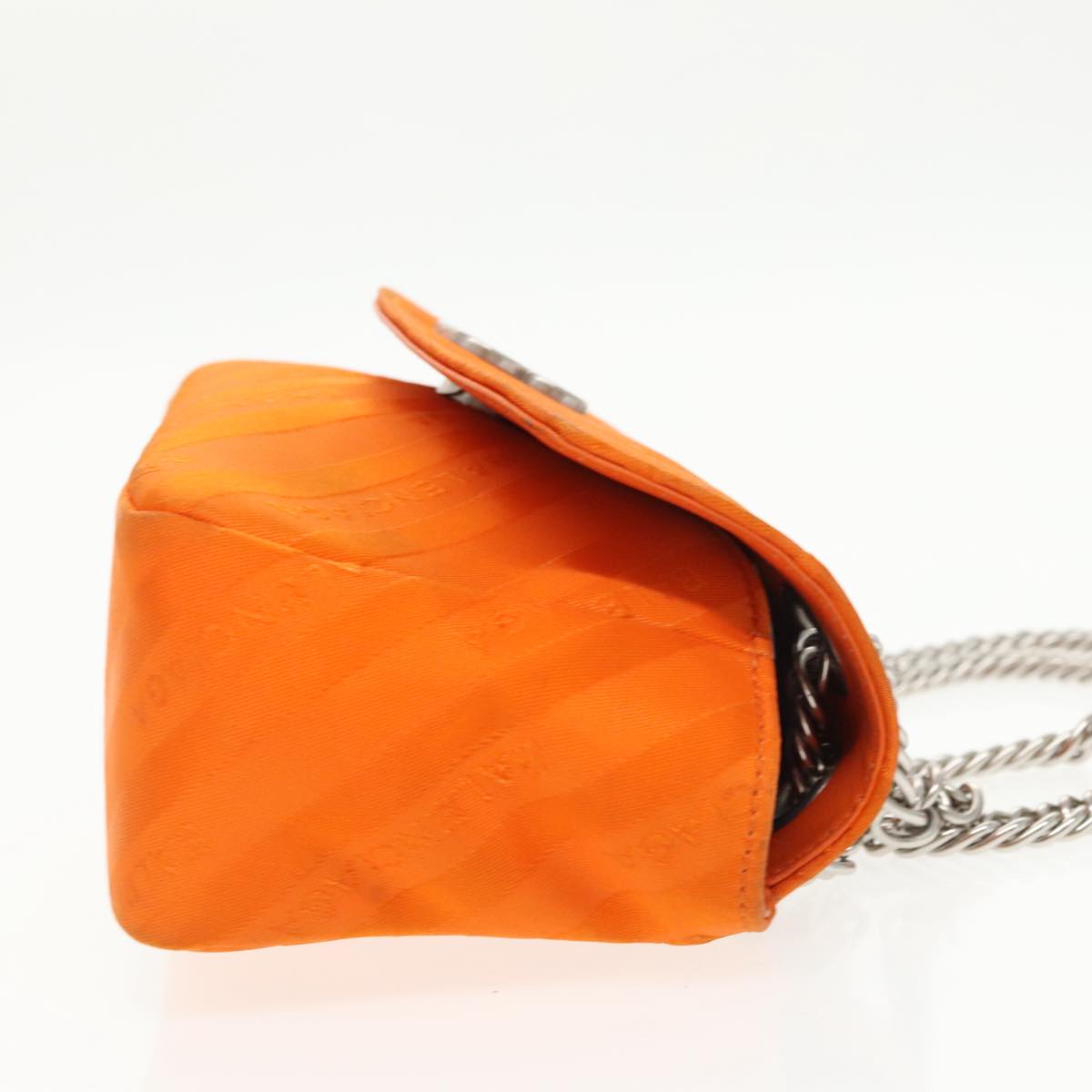 BALENCIAGA Chain BB Round Shoulder Bag Nylon Orange 501681 Auth bs19960