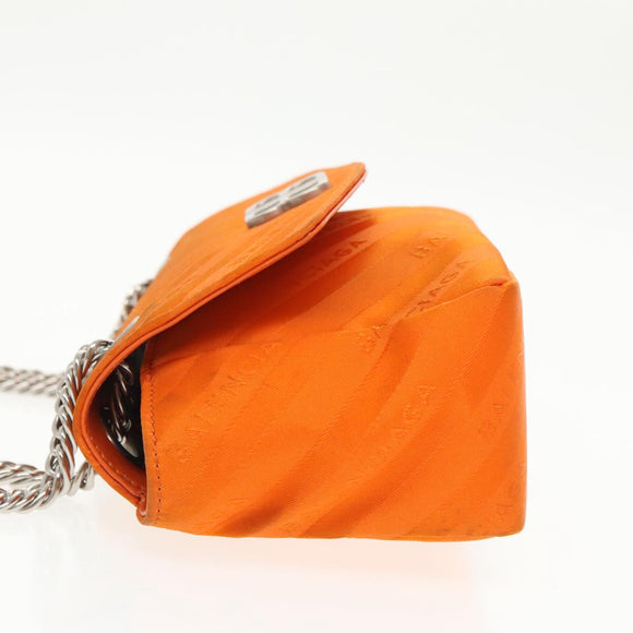 BALENCIAGA Chain BB Round Shoulder Bag Nylon Orange 501681 Auth bs19960V