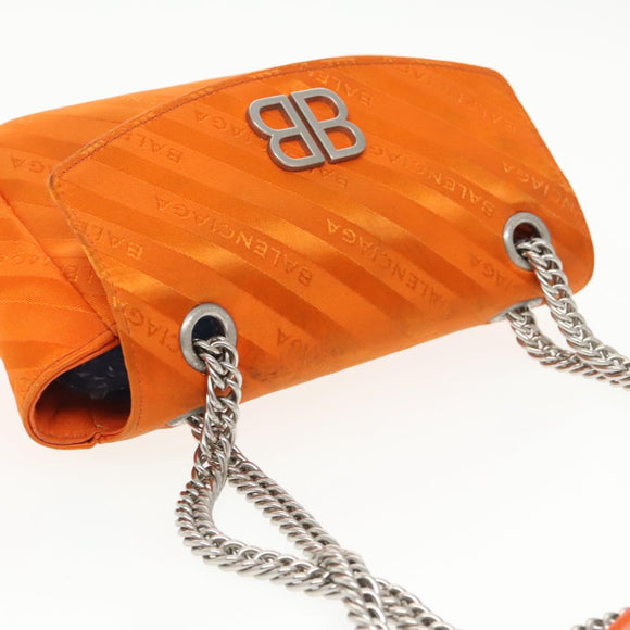 BALENCIAGA Chain BB Round Shoulder Bag Nylon Orange 501681 Auth bs19960V