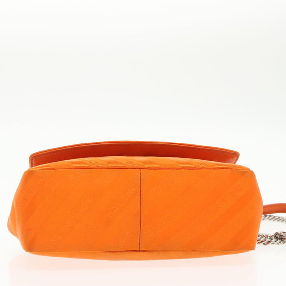 BALENCIAGA Chain BB Round Shoulder Bag Nylon Orange 501681 Auth bs19960V