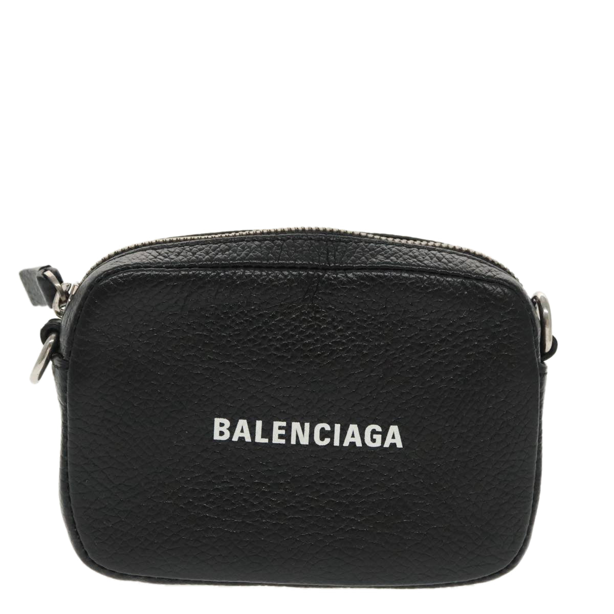 BALENCIAGA Cash Mini Shoulder Bag Leather Black Silver 640539 Auth bs19961 - 0