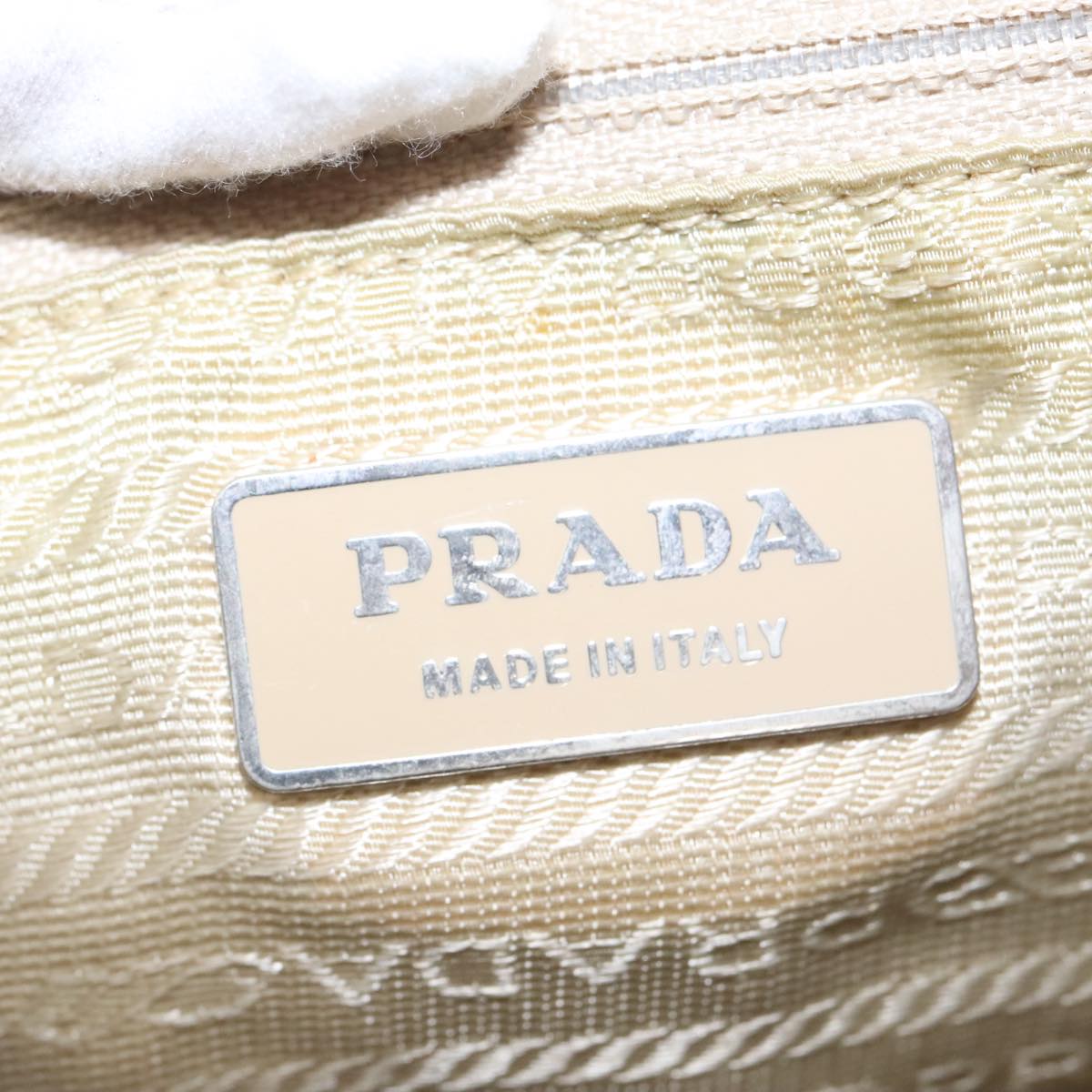 PRADA Backpack Nylon Beige Silver Auth bs19963