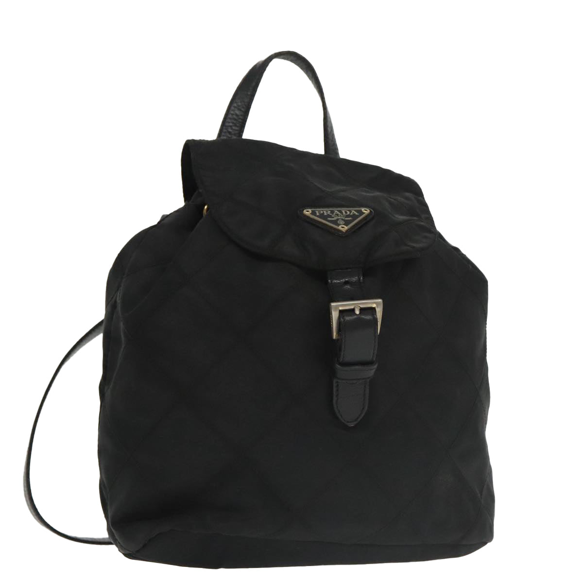 PRADA Backpack Nylon Black Gold Auth bs19968