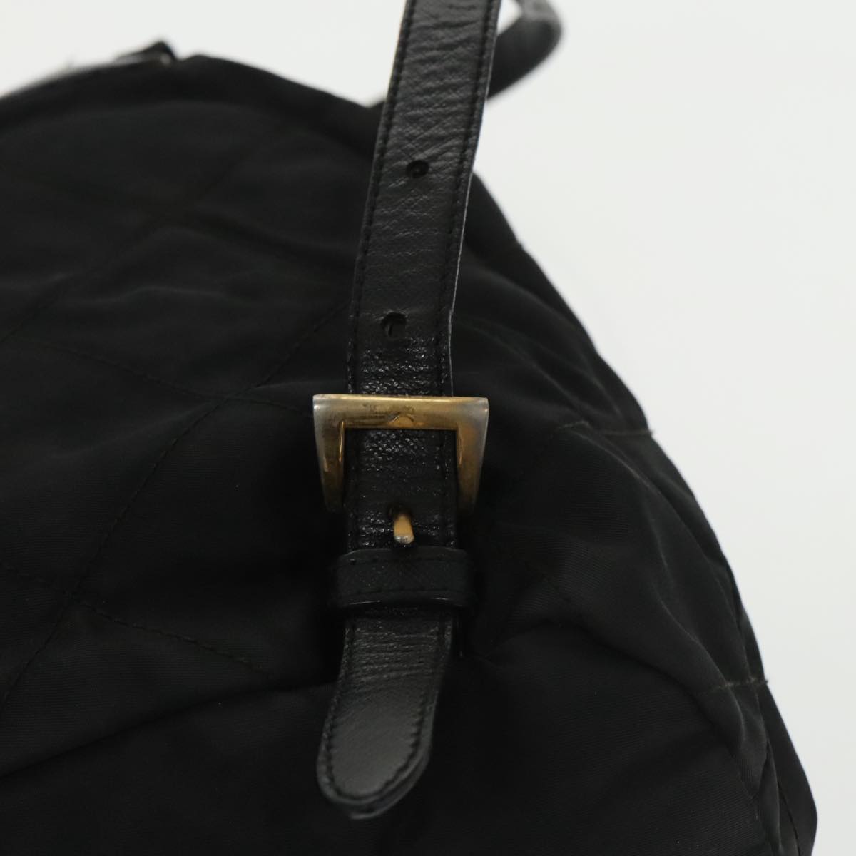 PRADA Backpack Nylon Black Gold Auth bs19968