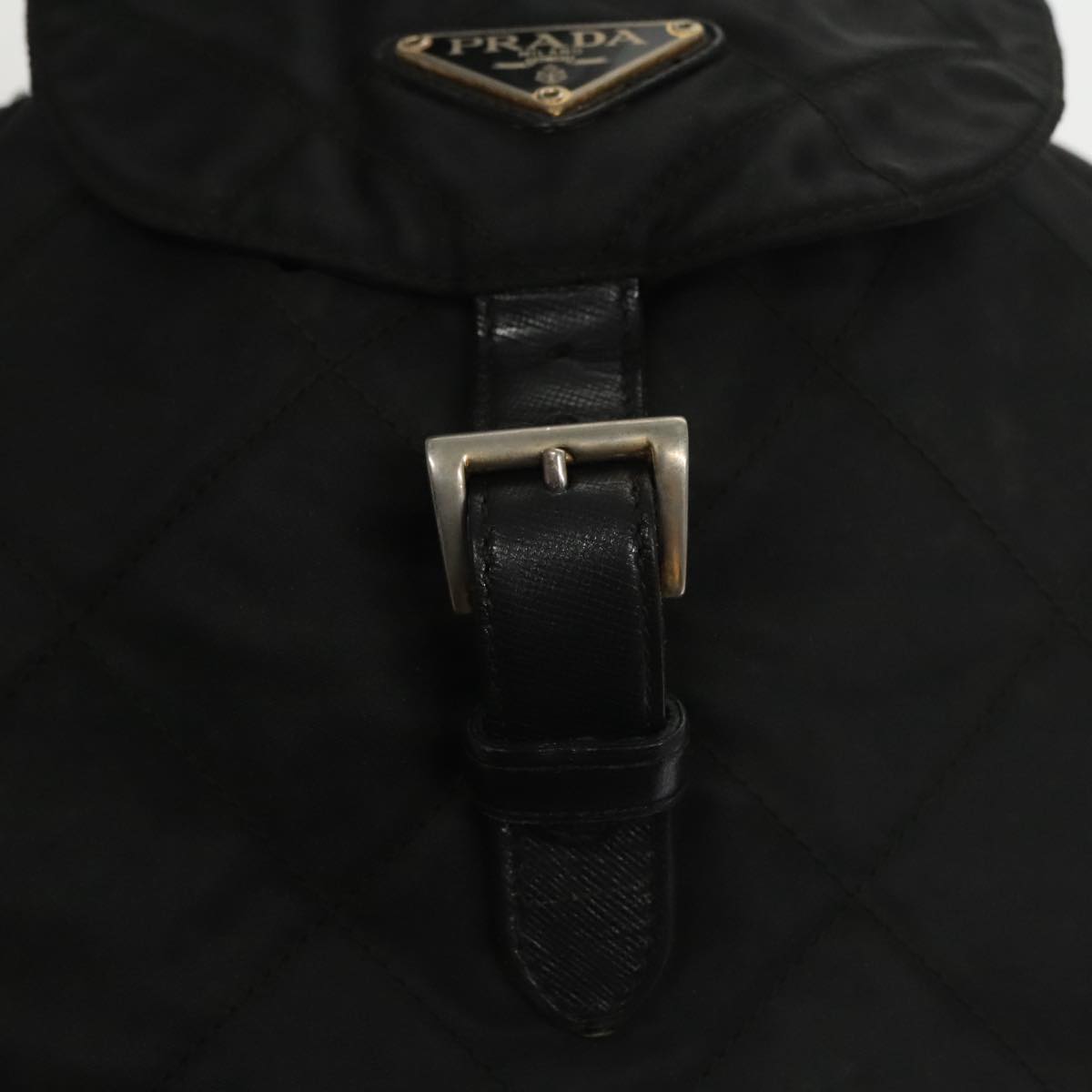 PRADA Backpack Nylon Black Gold Auth bs19968