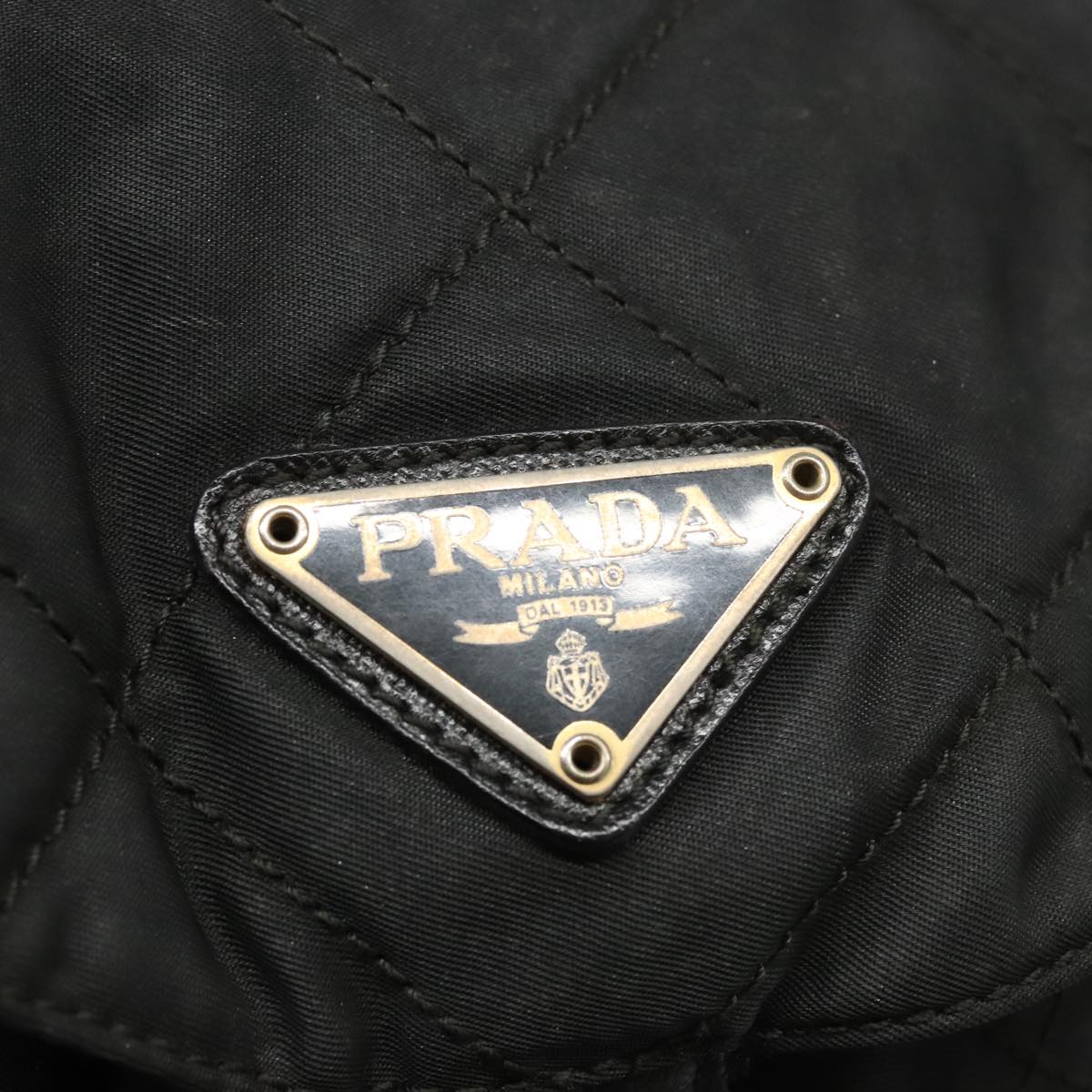 PRADA Backpack Nylon Black Gold Auth bs19968