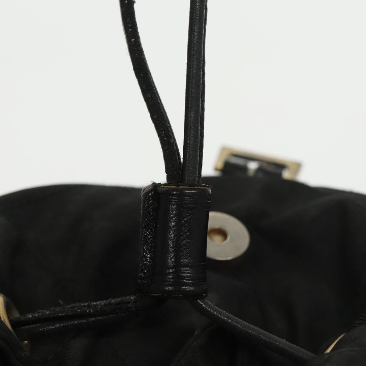 PRADA Backpack Nylon Black Gold Auth bs19968