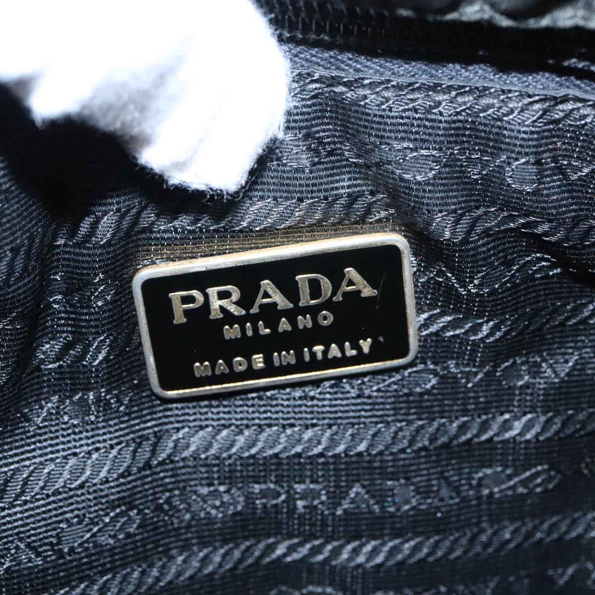 PRADA Backpack Nylon Black Gold Auth bs19968