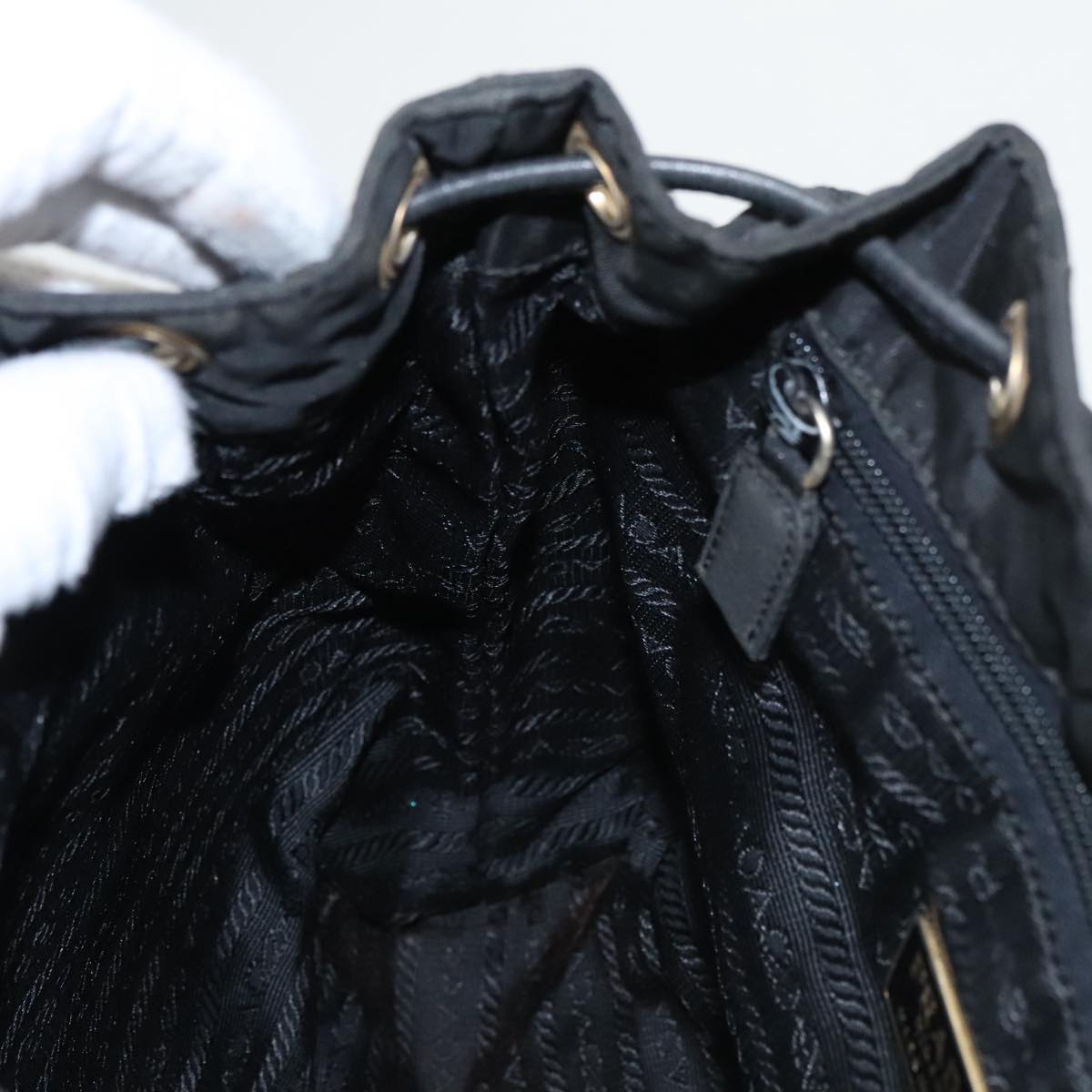 PRADA Backpack Nylon Black Gold Auth bs19968