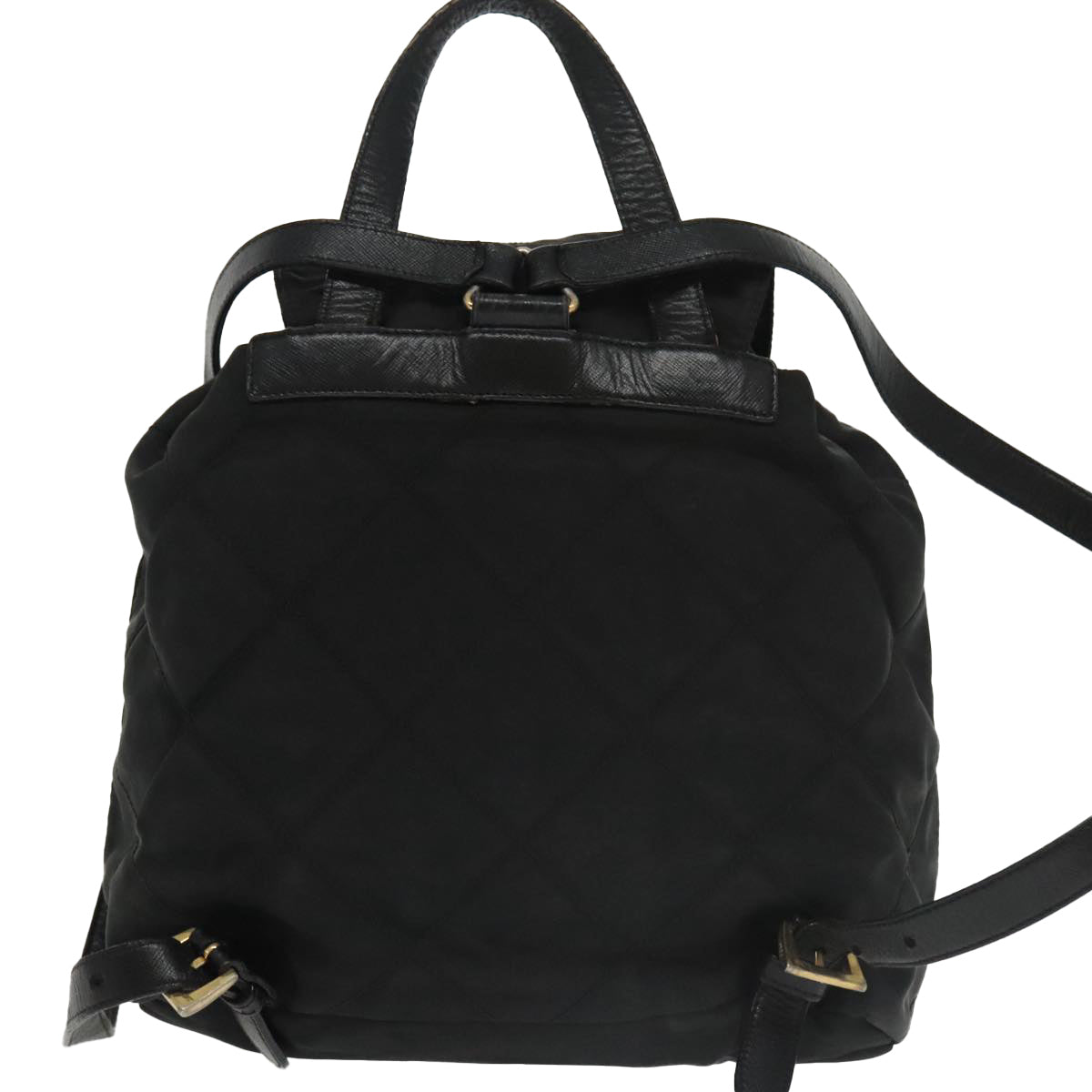 PRADA Backpack Nylon Black Gold Auth bs19968