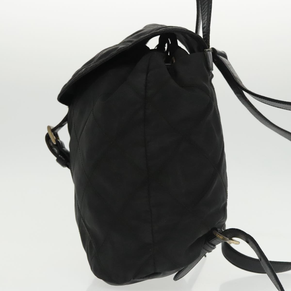 PRADA Backpack Nylon Black Gold Auth bs19968