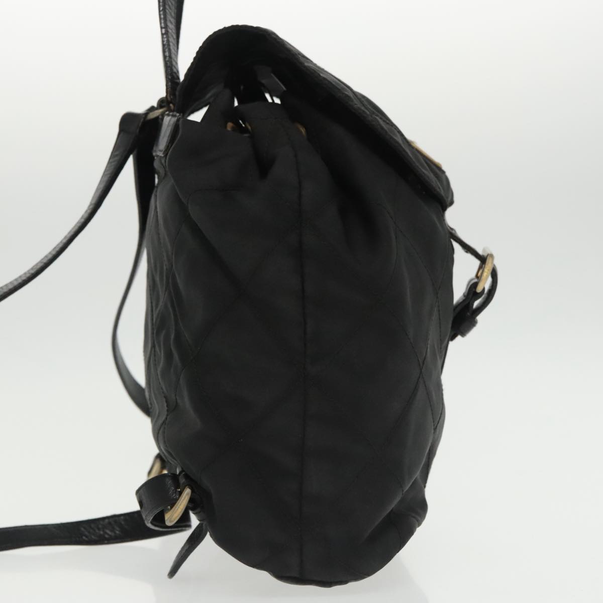 PRADA Backpack Nylon Black Gold Auth bs19968