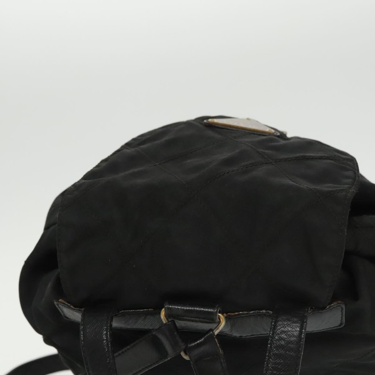 PRADA Backpack Nylon Black Gold Auth bs19968