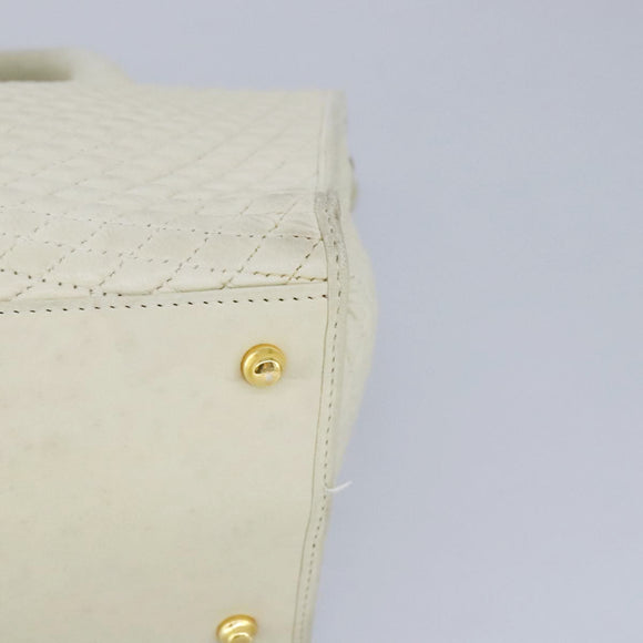 BALLY Hand Bag Leather Beige Gold Auth bs19978