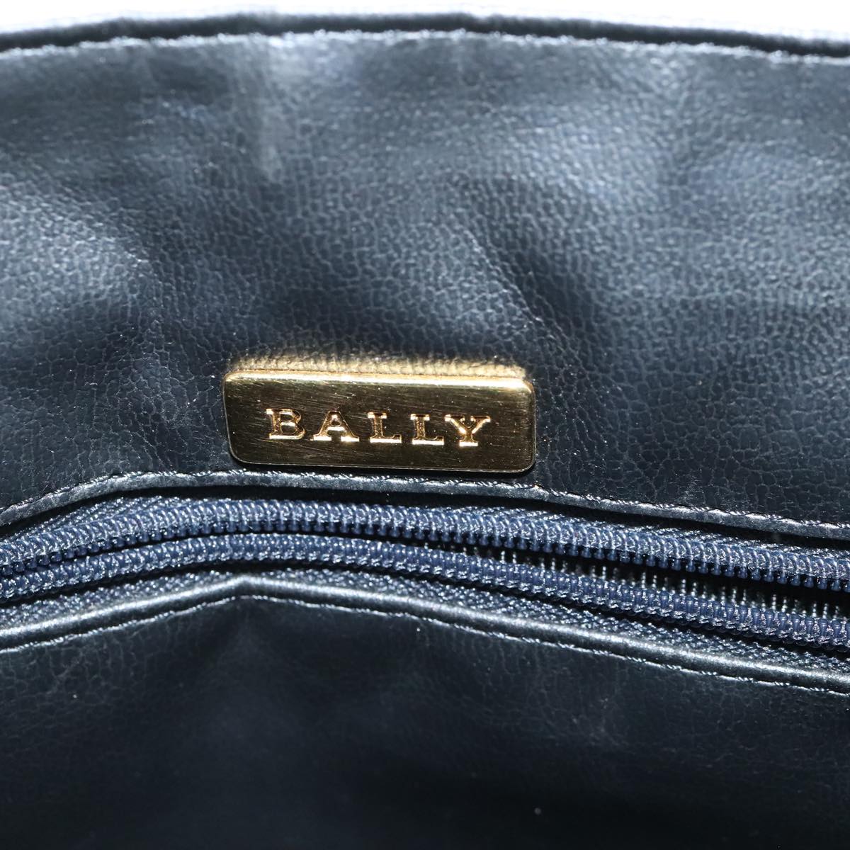 BALLY Hand Bag Leather Beige Gold Auth bs19978